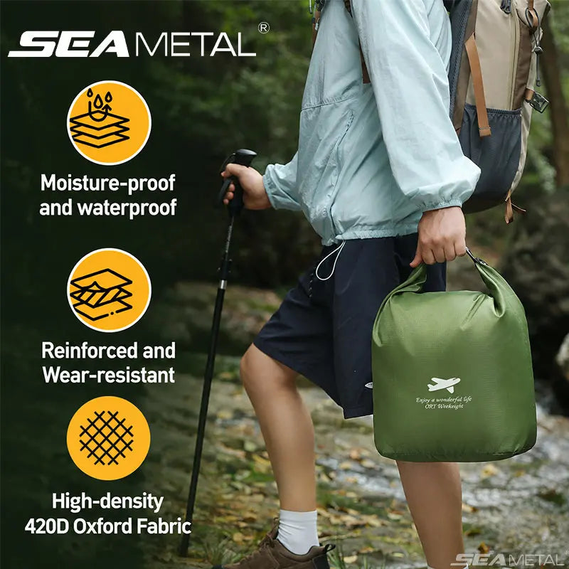 SEAMETAL Multifunctional Outdoor Folding Bag Waterproof 420D Oxford Dry Bag Large Capacity for Hiking Swimming Trekking Storage