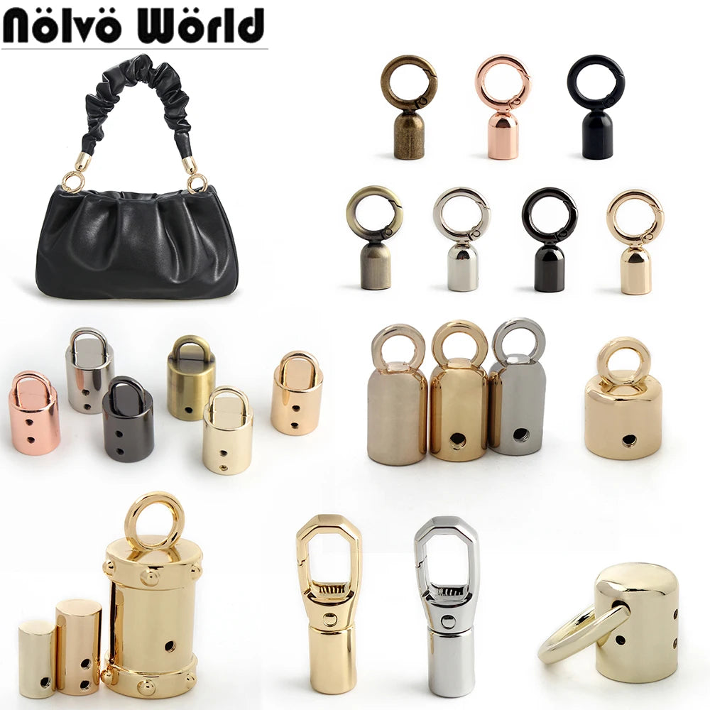 10/30/100PCS Metal Bag Straps Clasps Tassel Fringe Cap Buckle For Lether Rope Cord Lock Connector Hanger Shoulder Accessories