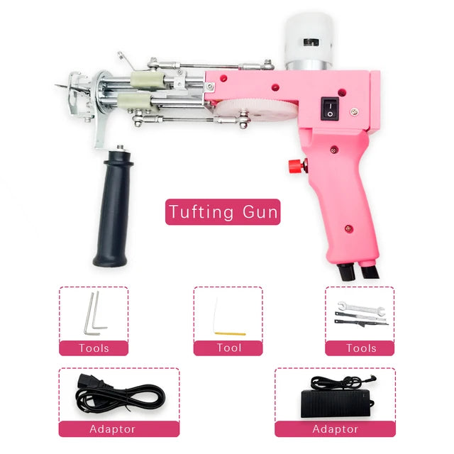 Tufting Gun 2 in 1 Set Electric Carpet Tufting Gun Electric Carpet Tapis Knitting Tufting Pistol Weaving Flocking Rug Machine
