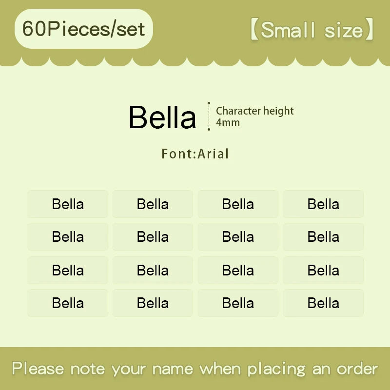 60pcs uv Name Sticker Custom Waterproof Kawaii Decals Personalized First Name Label for Children School Stationery Bottle Tag