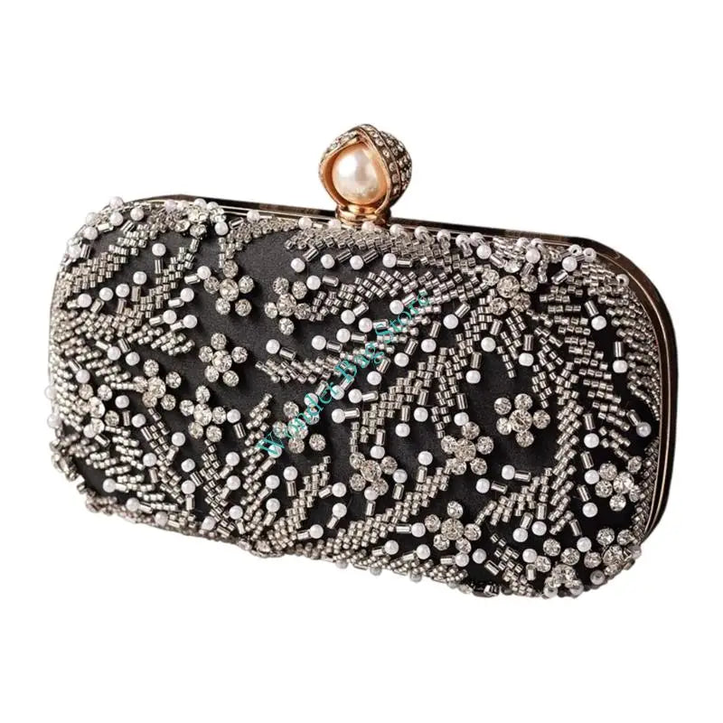 H3CB Stylish Beaded Wedding Purse Sparkling Embellishments Compact Lightweight Evening Bag Fashion Night Out Accessory Handbag