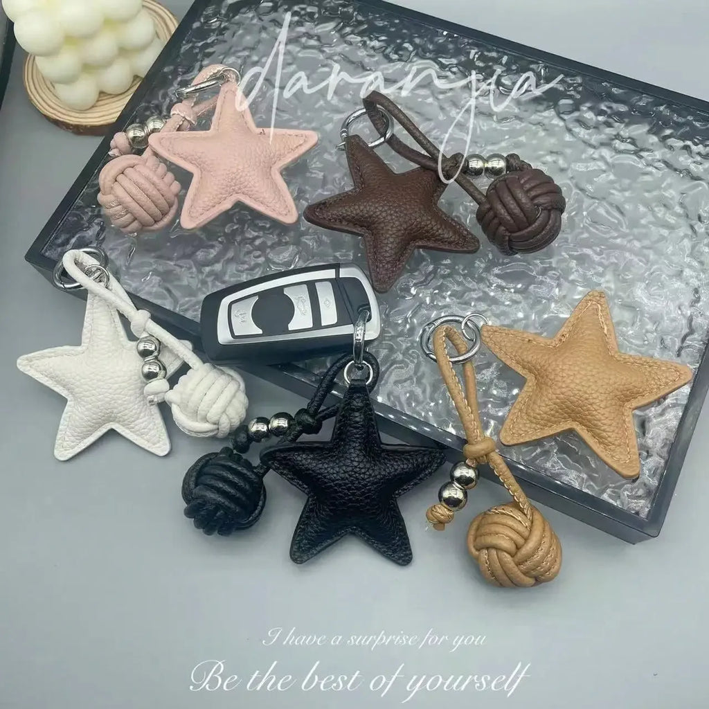 Star Woven Ball Keychain Bag Charm DIY Personalized Fashion Handbag Accessories for Women Small Gifts  Crossbody Bags Keychain