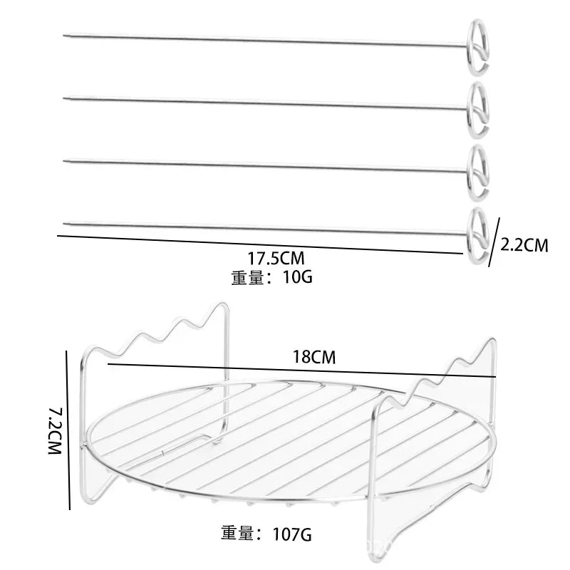 Stainless Steel Double Layer Rack for Air Fryer Rectangular Grill Rack Fish Baking Cake Rack Air Fryer Accessories