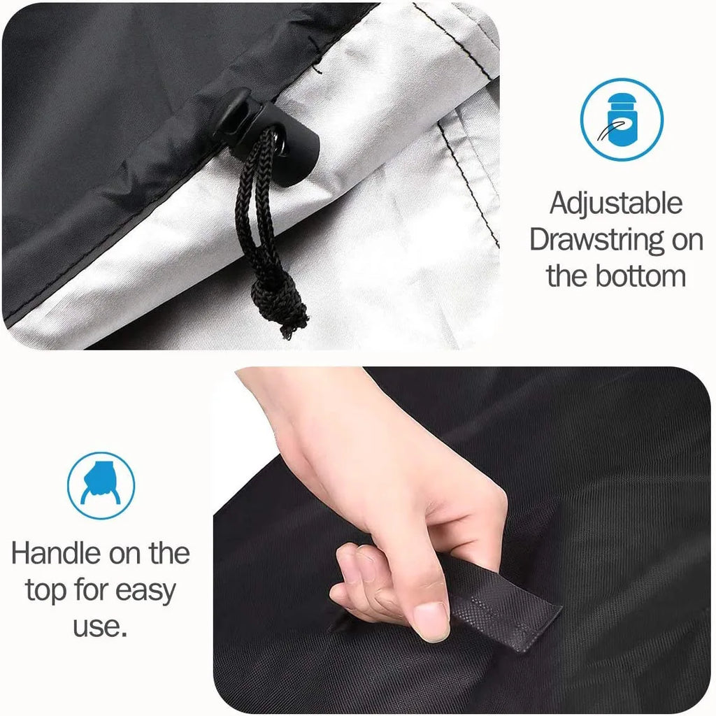 210D Cloth BBQ Cover Cylindrical Outdoor Oven round Grill Protection with Top Handle PU Waterproof Coating