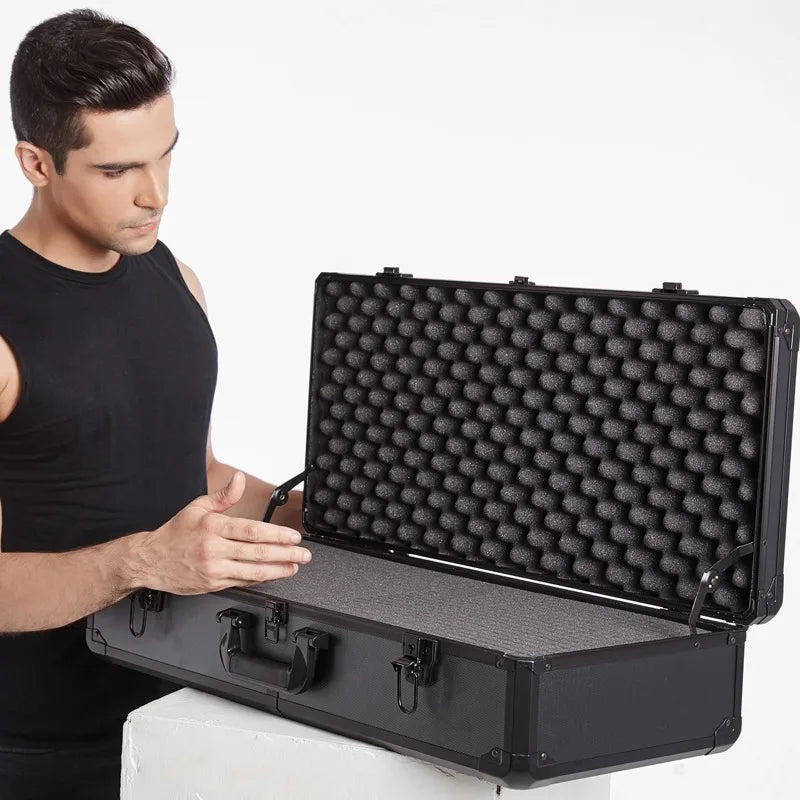 Portable Aluminum Frame Tool Case Instrument Equipment Safety Organizer Box Multifunctional Storage Box Shockproof Tool Case