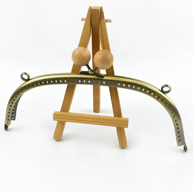 1/2/5Pcs Metal Wood Bead Purse Frame 12.5/16.5/20.5cm Wallet Kiss Clasp Bag Handle DIY Handmade Leather Craft Sewing Accessories
