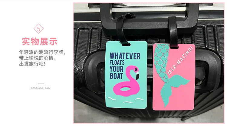 Luggage Tags Travel Suitcases Tag Cartoon Cute Luggage Tag Silicone Creative Id Name Labels Travel Tags Travel Accessories