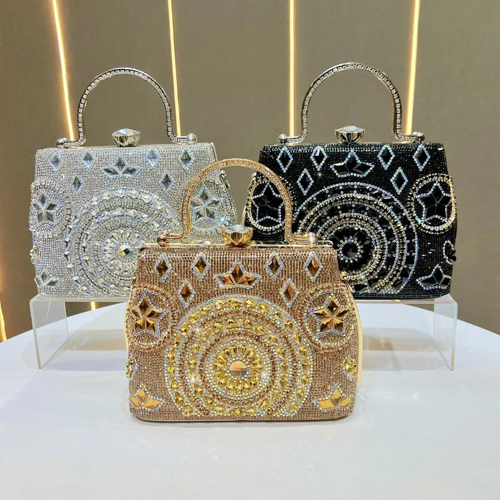 Ladies dinner bag light luxury handbag flash diamond clutch bag high-end chain oblique span women's bag