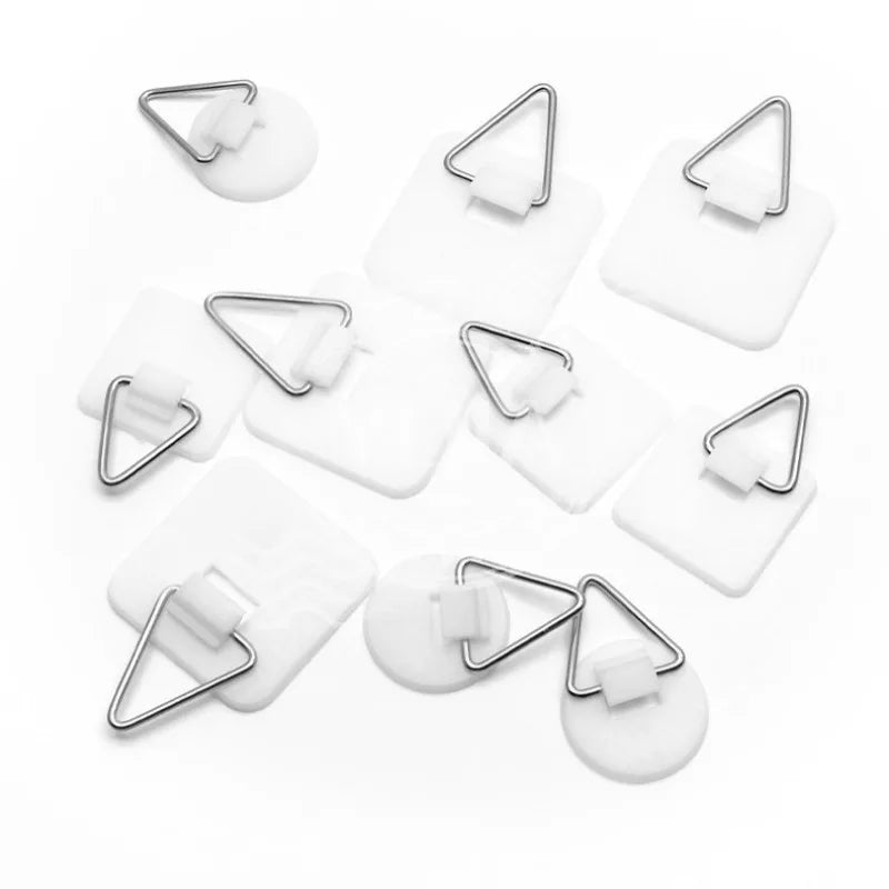 10PCS Invisible Adhesive Plate Hanger Self-Adhesive Wall Dish Hanging Hook Vertical Pictures Holders Home Art Decor Accessories
