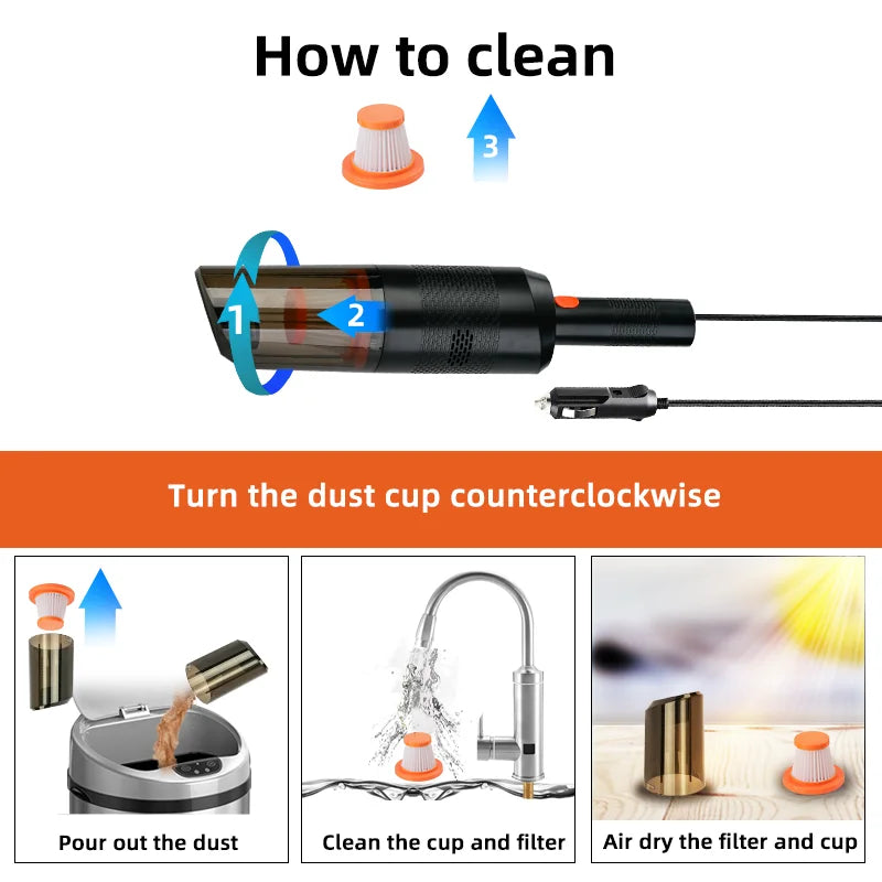 Car Vacuum Cleaner Portable Wired Handheld 120W Auto Vacuum Cleaner 12V Mini Car Vaccum Cleaners For Car Interior Cleaning