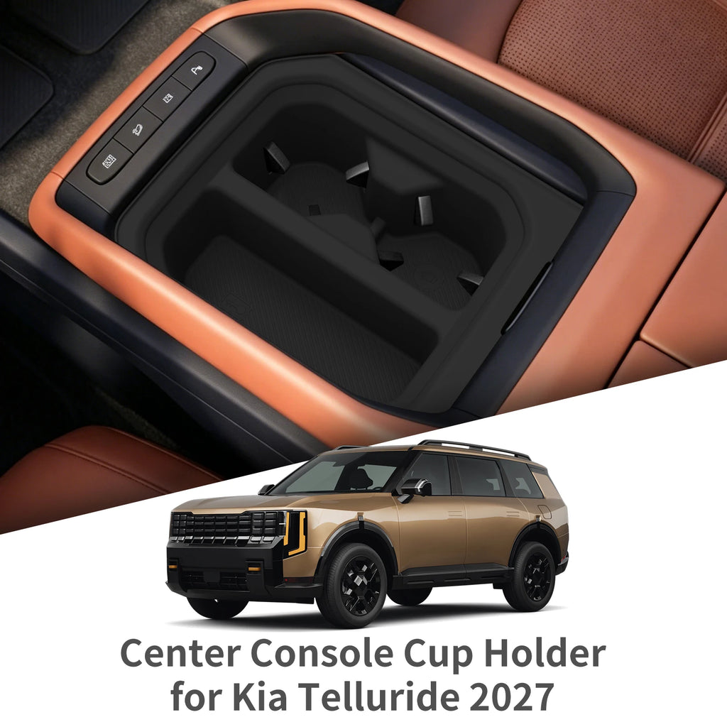 for 2027 Kia Telluride Low Base Trim Center Console Cup Holder Full Wrap Silicone Drinks Car Interior Accessories Black