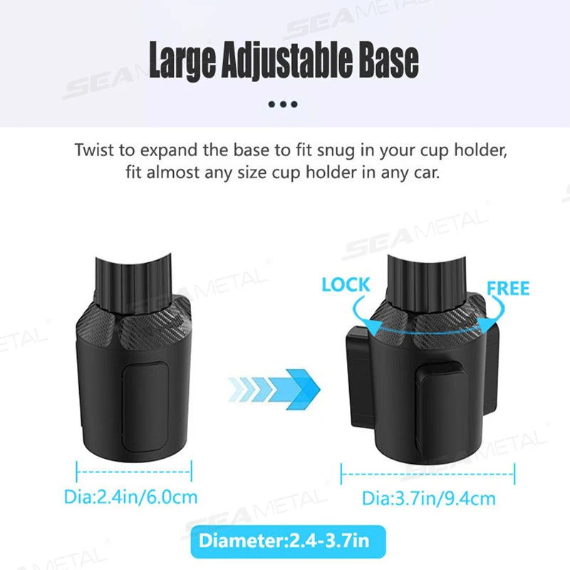 BLALION Car Dual Cup Holder Expander Adjustable for 360° Rotating Multifunctional Auto Seat Cup Holder Snack Tray Drink Holder