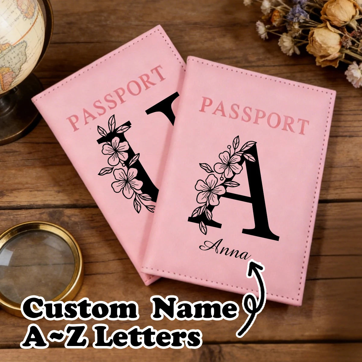 Custom Name Passport Holder For Travel,Personalized Letter Leather Passport Holder,Customized Travel Passport Holder For Women,
