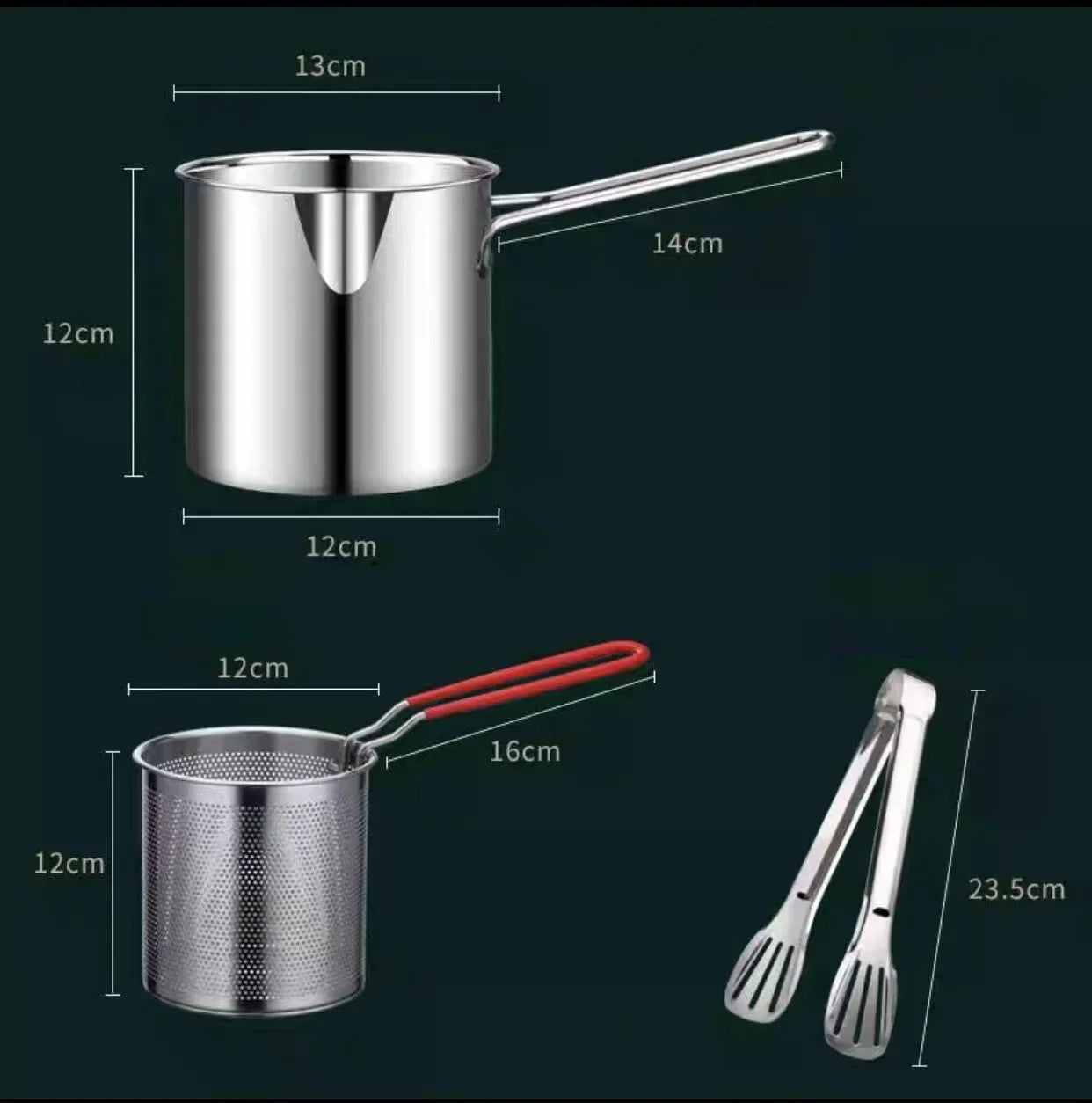 304 Stainless Steel Deep Fryer with Frying Basket Multifunction Small Pot Kitchen Specific Frying Chicken and Other Cooking Tool