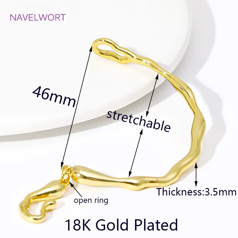 18K Gold Plated Brass Irregular Half Bracelet Connector Curved Tube For DIY Necklace Jewelry Making Connecting Accessories