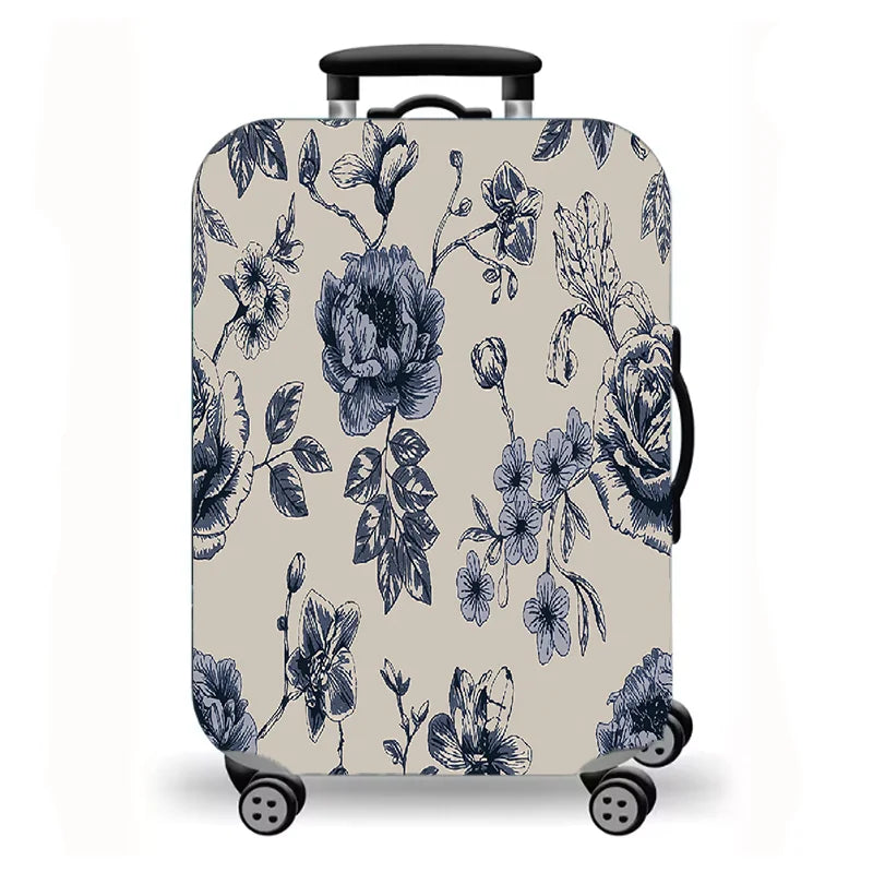 Luggage protective cover, retro printed elastic suitcase protective cover, retro floral pattern.