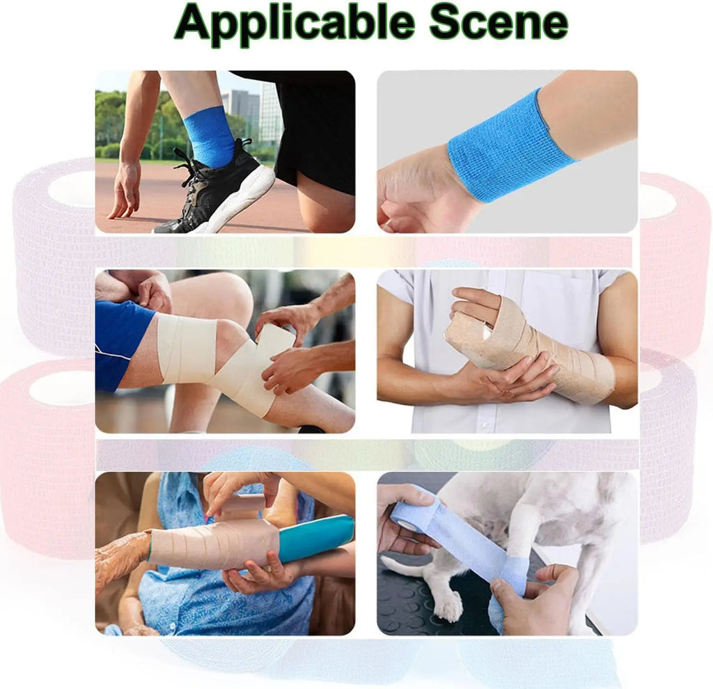 15pcs 2.5/5/7.5cm Colorful Sports Self Adhesive Elastic Breathable Sports Wrap Tape For Knee Pads Finger Ankle Aid Kit Pet Tool