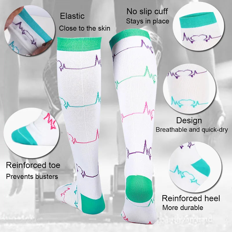 58 Styles Compression Socks Fit For Men Women Nurse Medical Edema Diabetes Varicose Veins Running Hiking Breathable Sports Socks