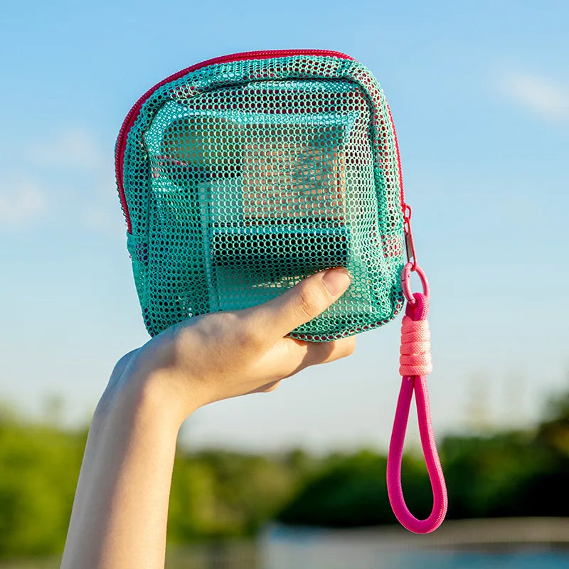 Dopamine Handheld Tofu Bag Mesh Mesh Portable Outdoor Travel Storage Bag Multi functional Makeup Bag