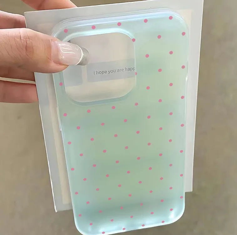 Korea ins Colorful Polka Dots Summer Y2K Matte Phone Case For iPhone 18 11 12 13 14 15 16 17 AIR Pro Max Plus Bumper Cover