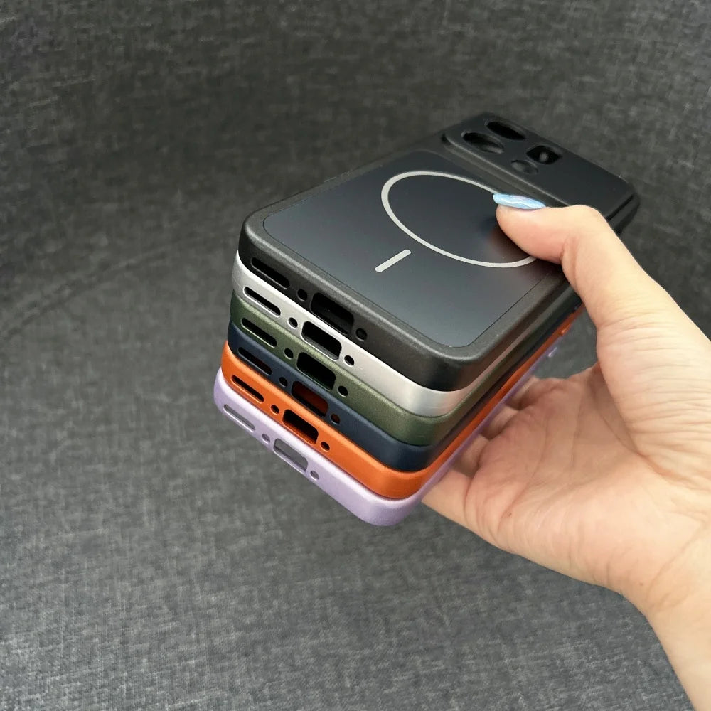 Original Nano Frosted Glass For Magsafe Magnetic Phone Case For OPPO Find X9 X9Pro Wireless Charge Shockproof Orange Armor Cover