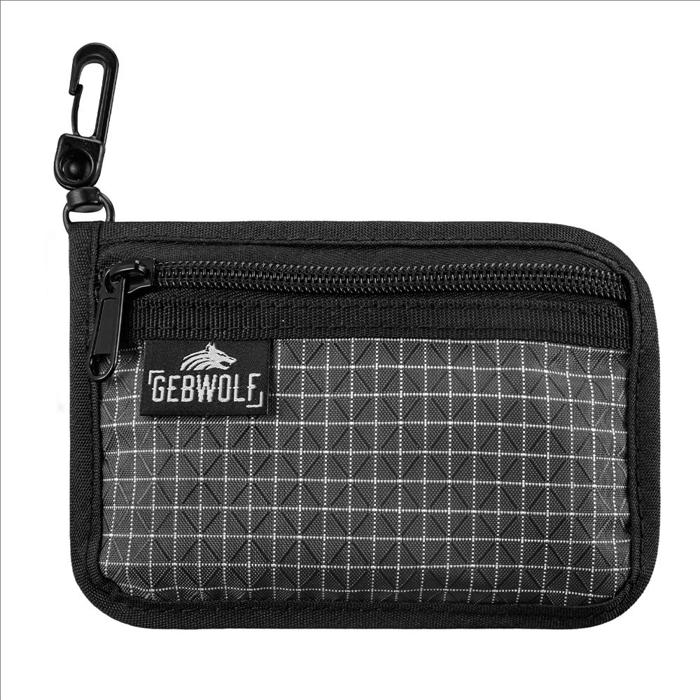 Organizer Pouch Ultralight Wallet with YKK Zipper Durable Grid Fabric Coin Purse for Cards Earbuds Small Gear