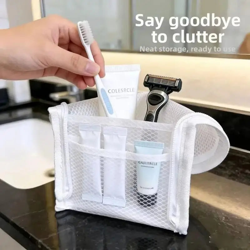 [ZY]Large Capacity PVC Cosmetic Bag Waterproof Space Saving Toothbrush Toiletry Pouch Zipper Closure Vertical Design[ZY]