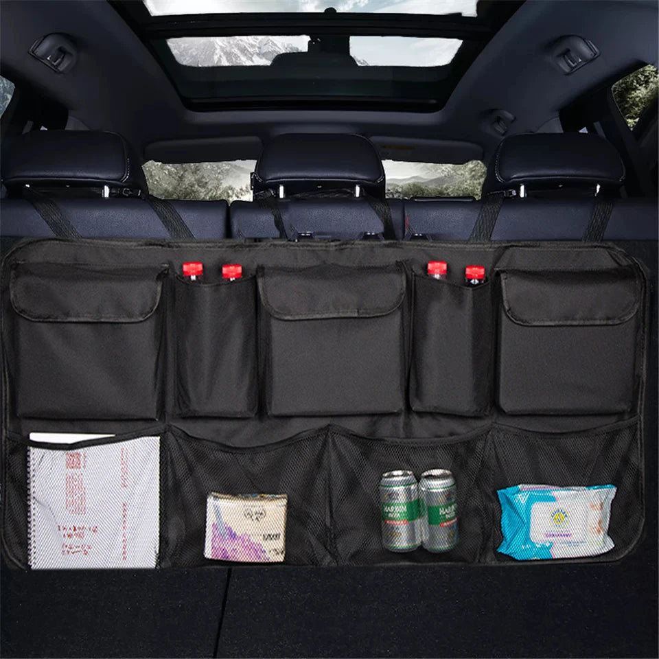 Car Trunk Organizer Universal Adjustable Backseat Storage Bag Net High Capacity Hanging Organizers for Jeeps SUVs Vans