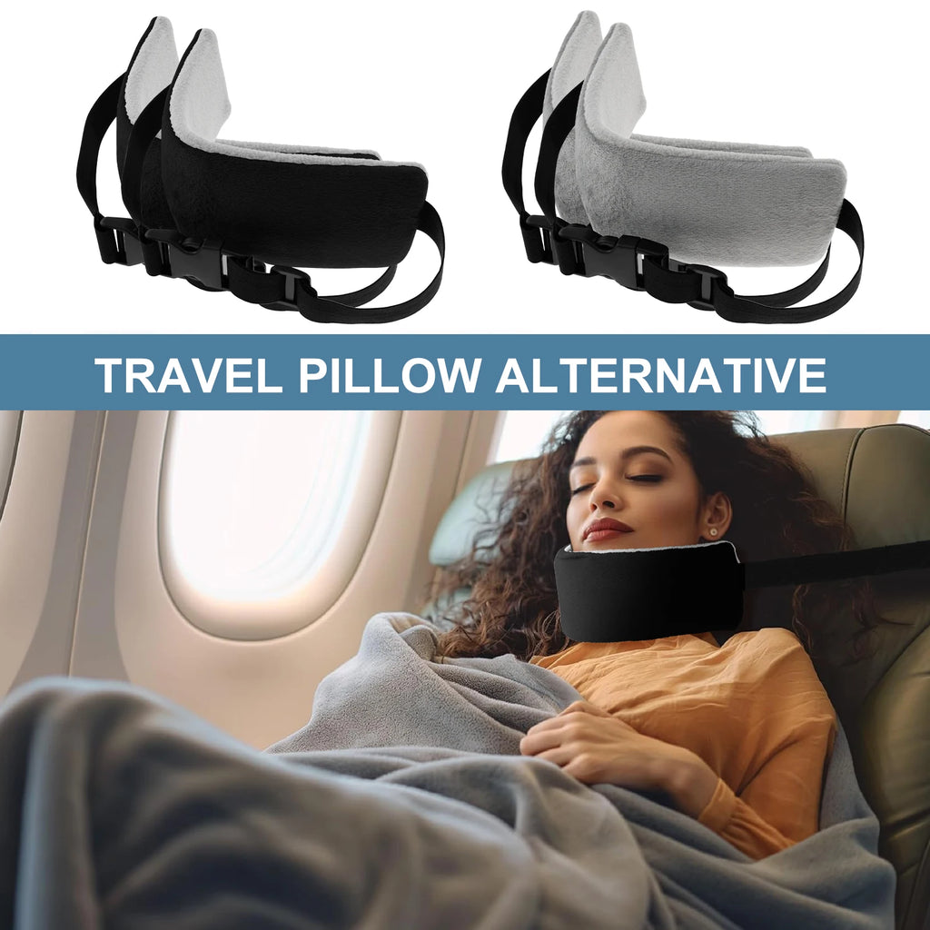 2Pcs Travel Pillow Neck Support Cervical Pillow Adjustable Head Support Strap Portable Soft Head Pillow for Airplanes and Cars
