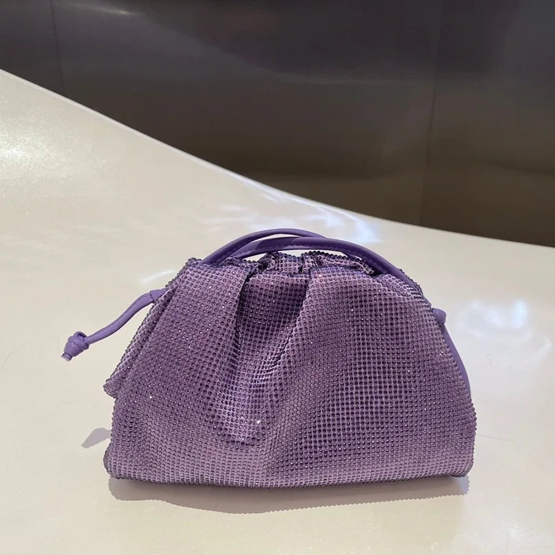Luxury Designer Glitter Rhinestone Diamond Cloud Bag Evening Bag Wedding Party Clutch Purse Women Handbag Shoulder Messenger Bag