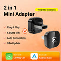 2IN1 Wireless CarPlay Android Auto USB Adapter Mini Dongle Smart Box Plug Play For VW Toyota Nissan Honda Ford Benz Mazda