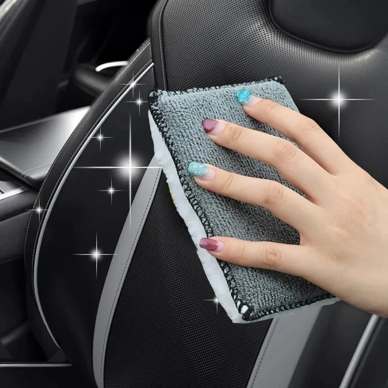 1/3/10Pcs Car Cleaning Microfiber Sponge Auto Interior Fleece Scrubbing Towel for Plastic Leather Wax Sponge Car Cleaning Tools