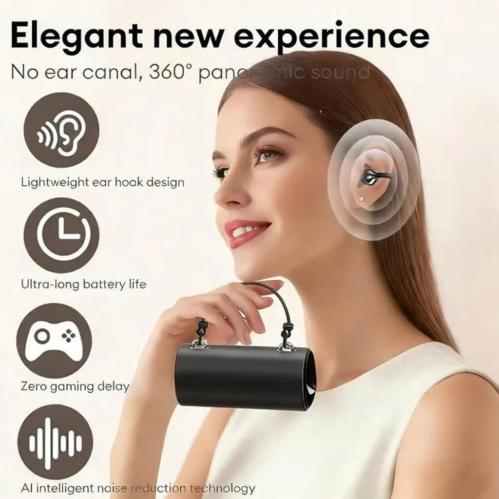 New Open Ear Clip Wireless Bluetooth Earphones with LED Digital Display Charging Case Stereo Sound Headphones for Sports Daily