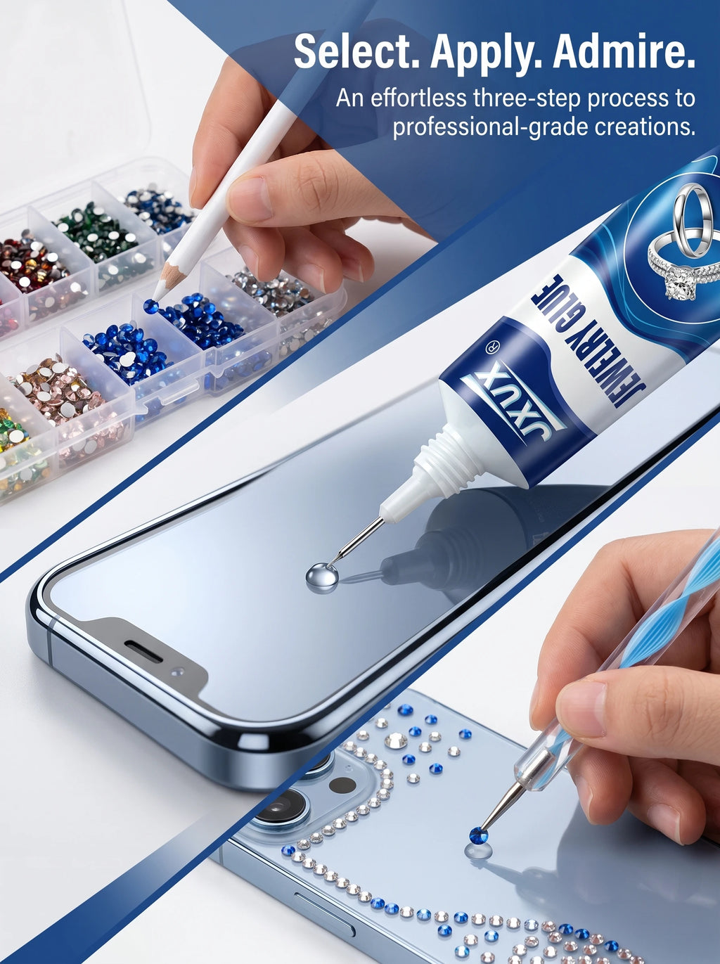 50ml Transparent Jewelry Glue, Multipurpose Rhinestone Adhesive, Strong Hold for Creating Jewelry with Crystals, Gems and Beads, and Craft Projects for the European Market