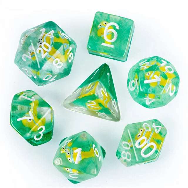 Cusdie Cute Animals DnD Dice Resin D4 D6 D8 D10 D% D12 D20 Polyhedral Dice Set for D&D Pathfinder Role Playing Table Board Games