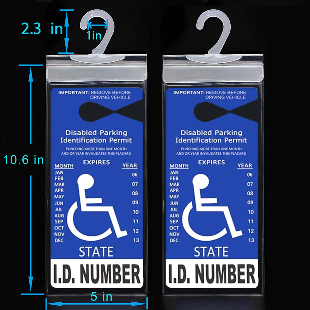 LotFancy Handicap Placard Holder- 10.6" x 5", Ultra Transparent Disabled Parking Permit Sign Protector Hanger Sleeve - Pack of 2