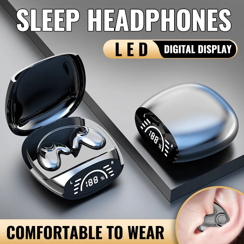 Invisible Sleep Earbuds Mini Wireless Earphones Bluetooth 5.3 Headphones HiFi Stereo Sports Noise Reduction Headsets