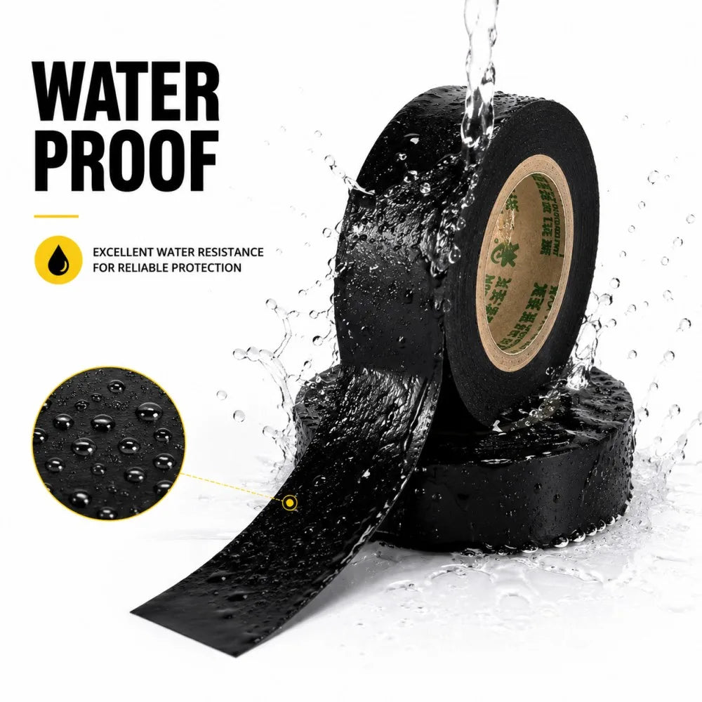 Black Rubber Electrical Tape, High Temperature Resistant Soft Durable Insulating Adhesive Tape for Circuit Wrapping 19/25MMx30M