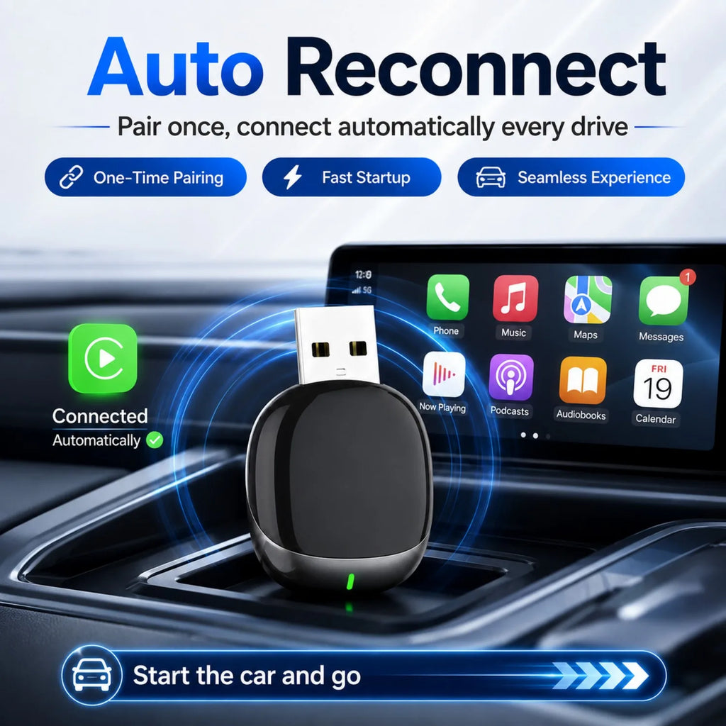 2026 Upgraded 2-in-1 Wireless CarPlay Adapter USB to Type-C Metal Mini Dongle Convert Wired to Wireless CarPlay Plug & Play Auto