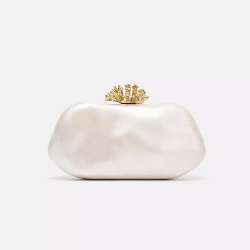 Shell Party Clutch Bag Women Wedding Evening Party Cute Ivory Pearl Color Acrylic Purse Handbag Spring Summer New 2026