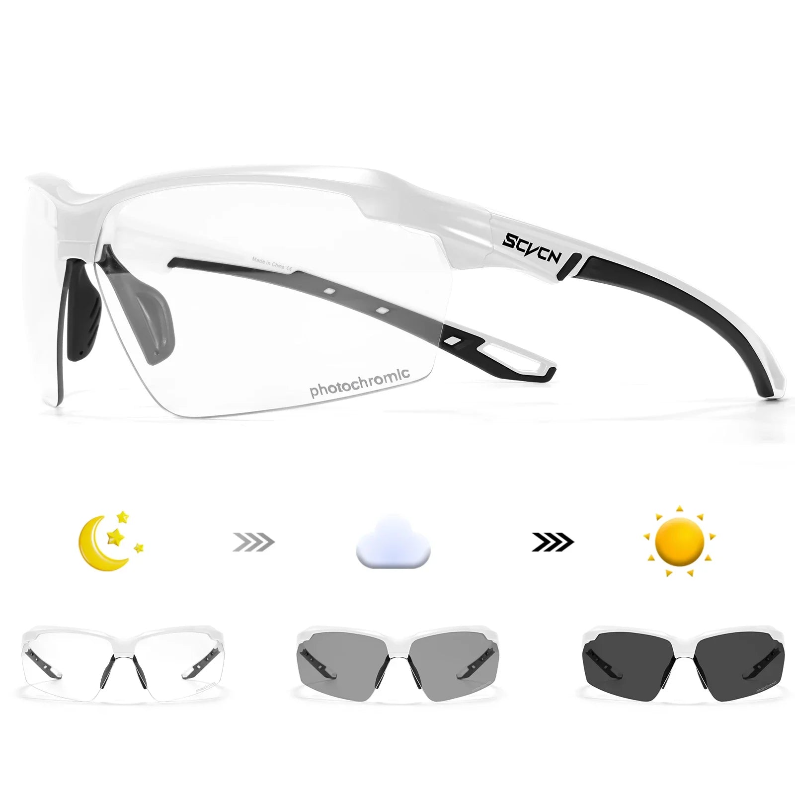 3PACKS SCVCN Hiking Eyewear Photochromic Cycling Sunglasses Glasses Bike MTB Bicycle Golf UV400 Sports Glasses for Men Women