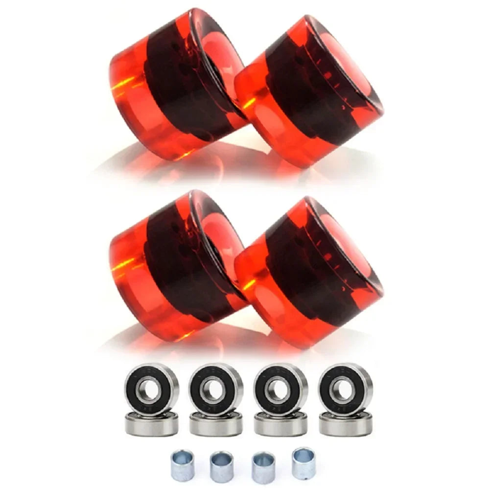 60x45mm 4Pcs Skateboard Wheels 78A PU with ABEC9 Bearings and Spacers Set for Longboards Cruisers and Street Skateboards