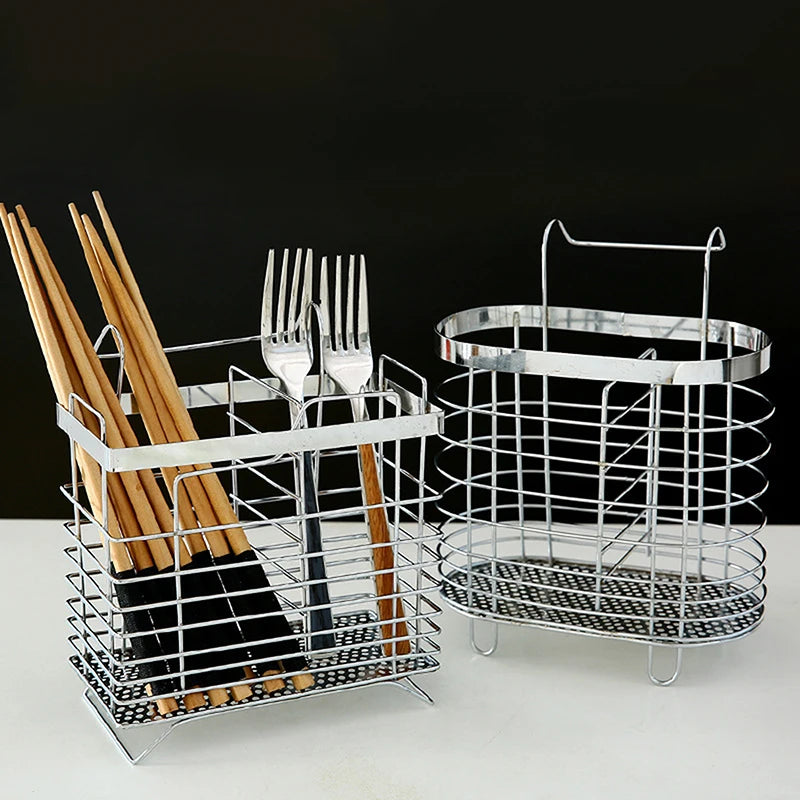 Suspension Type Household Stainless Steel Kitchen Cutlery Holder Drainer For Chopstick Forks Spoons Storage Organizer Ware Racks