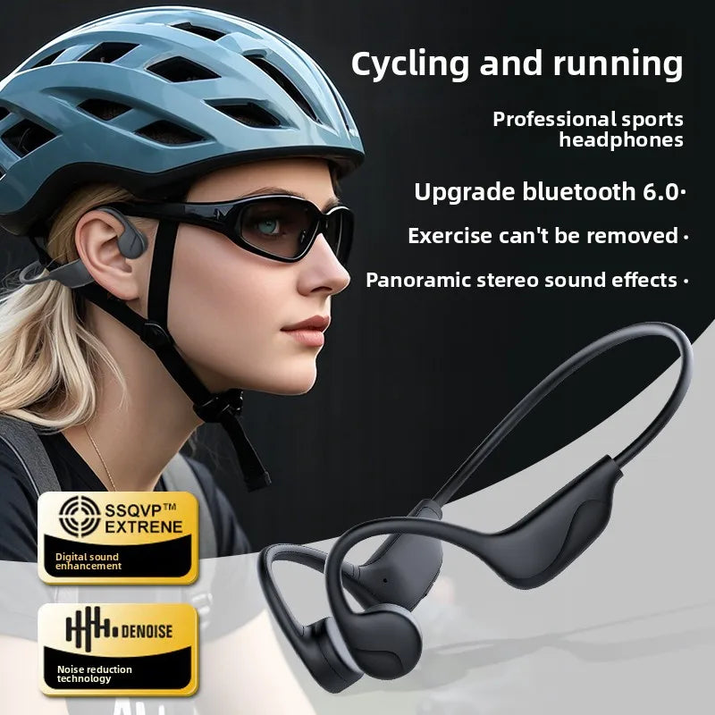 Bone Conduction Headphones Bluetooth 6.0 Wireless Sport Earphone Stereo Sound for Running Cycling Gym
