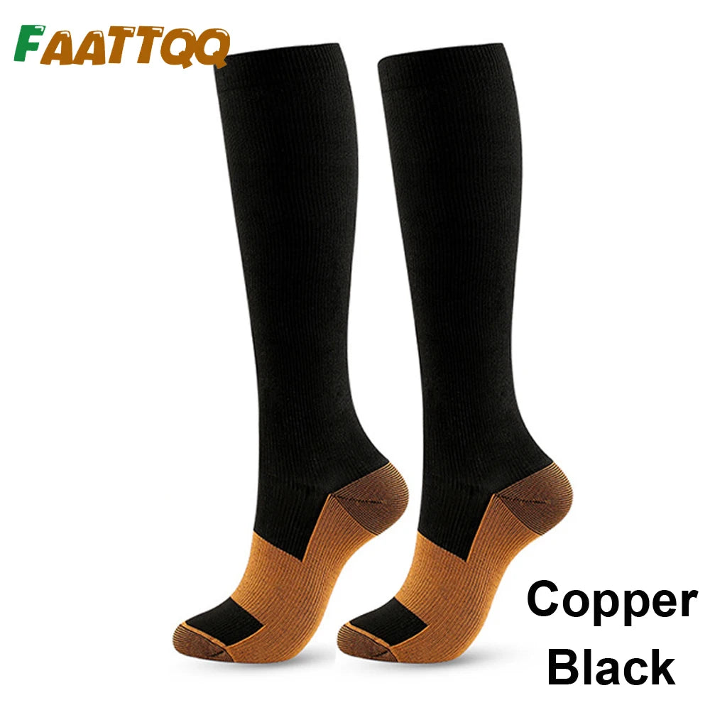 FAATTQQ 1Pair Compression Socks for Men & Women 15-20mmHg-Graduated Supports Socks for Soccer Travel Hiking Running Nurses