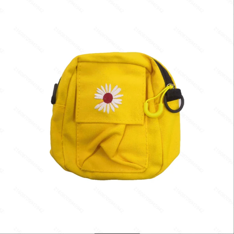 1pc Korean Version of Small Daisy Bag, Messenger Bag Canvas New Small Fresh Simple Versatile Shoulder Mobile Phone Bag