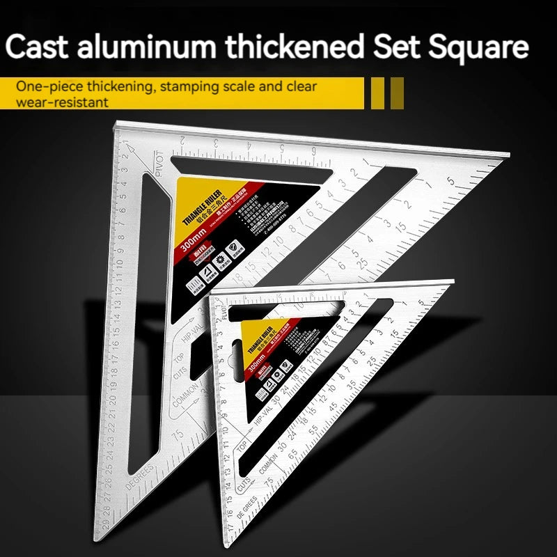 1pcs Triangle Angle Ruler Metric Aluminum Alloy Angle Protractor Triangular Measuring Ruler Woodwork Speed Square Triangle