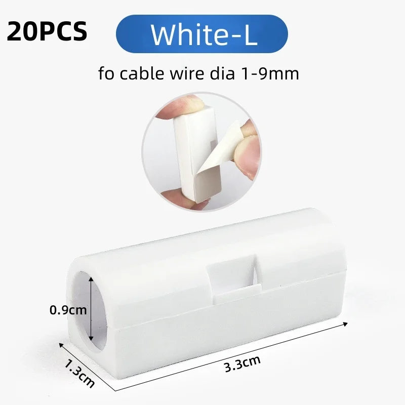 5/20pcs Cable Organizer Clip Snap Drop Wire Holder Cord Management Self-Adhesive Cable Fixed Clamp Office Wiring Accessory