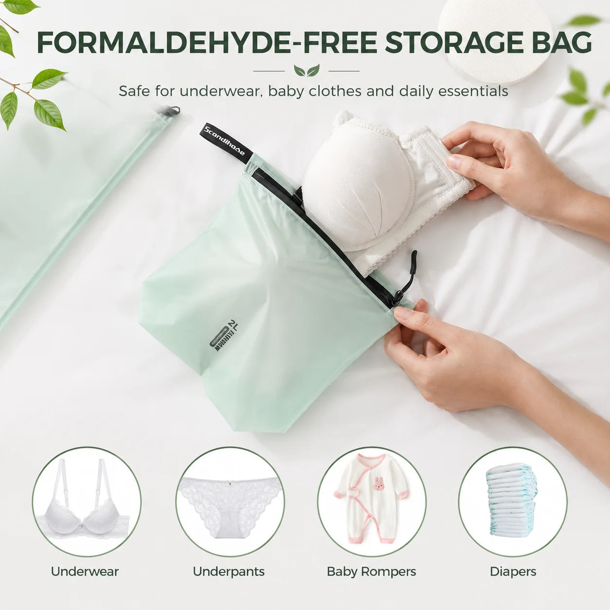 Waterproof Storage Pouch with Zipper Handle for Clothes Shoes Accessories Portable Organizer for Travel Sports Hiking