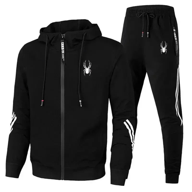 Spring /Autumn Running Breathable and Fashionable Fitness Set for Men a Two-piece Casual Zipper Jacket and Sport Pants Outerwear